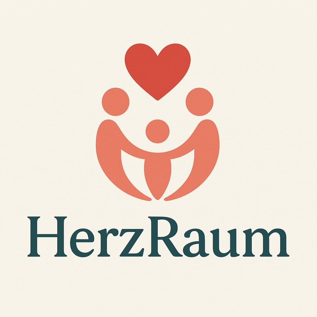 Logo HerzRaum mit stilisierten Figuren und Herz-Symbol